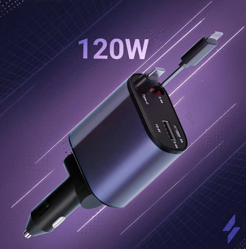 Retractable Car Charger | 4 in 1 Car Charger