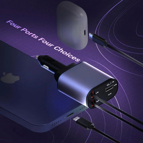Retractable Car Charger | 4 in 1 Car Charger