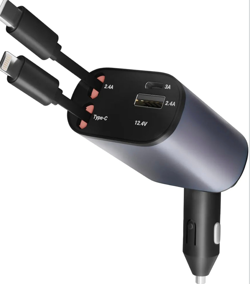 Retractable Car Charger | 4 in 1 Car Charger